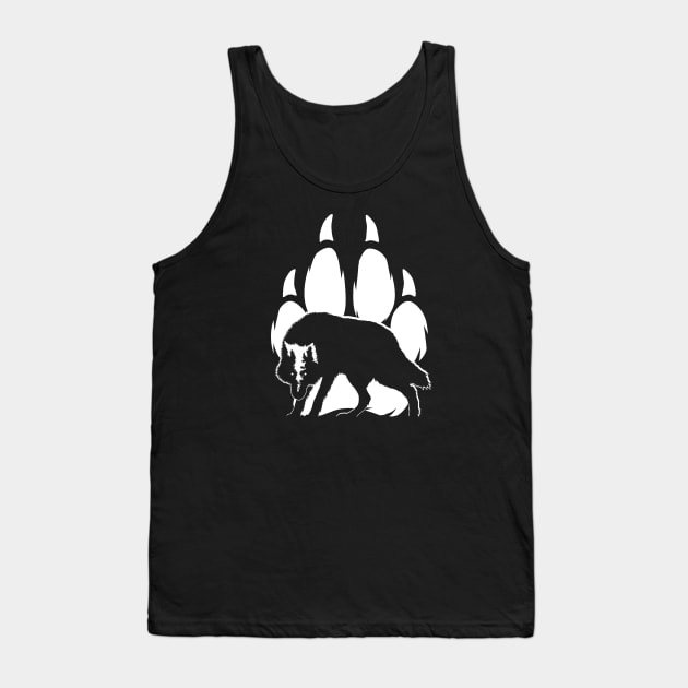 Wolf silhouette and paw Tank Top by TMBTM